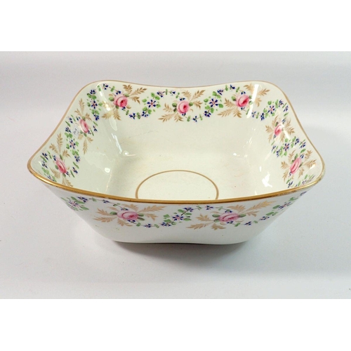 63 - A 19th century Derby bowl painted floral borders, 25.5cm wide