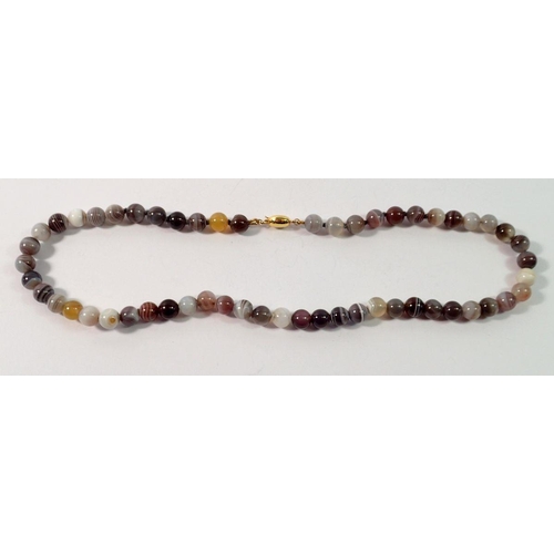 681 - A Victoria James grey agate bead necklace with 9 carat gold clasp and original box