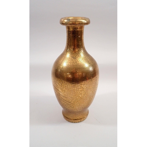 70 - An Elton gold crackle glaze baluster vase, 30cm tall