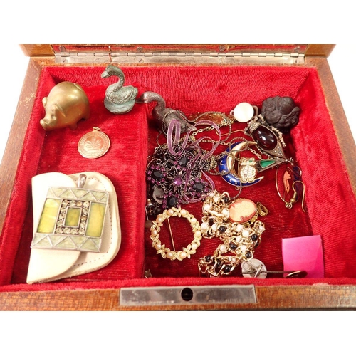 703 - A Sorrento ware musical jewellery box and contents of various costume jewellery