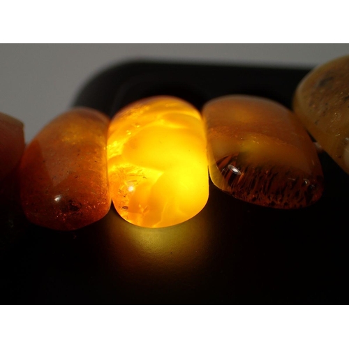 713 - A Baltic amber stretch bracelet, 1.9cm wide, 17g