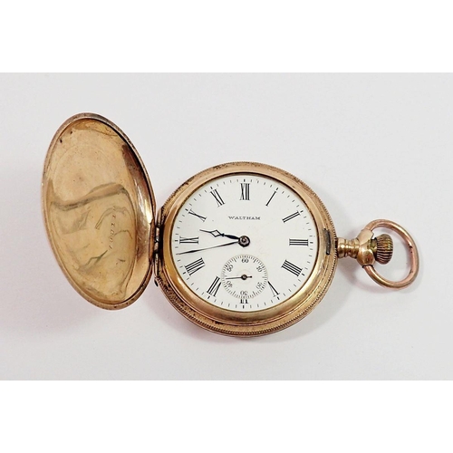 726 - A 19th century Waltham gold filled 'Cashier' full hunter pocket watch