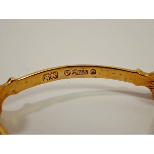 729 - A Mappin & Webb 15 carat gold lorgnette with watch to terminal, 17cm, 39g