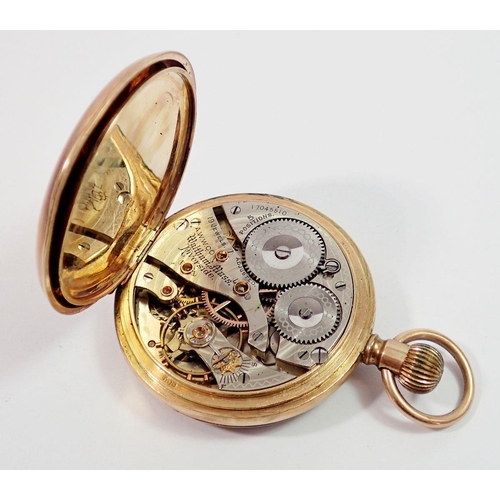 732 - A 9 carat gold Waltham pocket watch with seconds dial