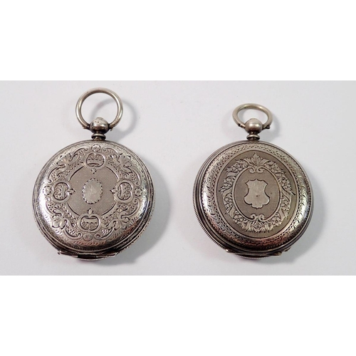 738 - A silver pocket watch Birmingham plus a white metal fob watch