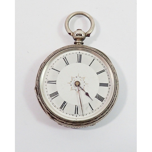 741 - A silver Victorian fob watch with enamel dial