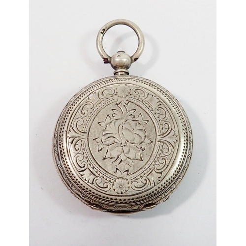 741 - A silver Victorian fob watch with enamel dial