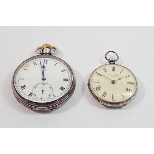 745 - A silver cased Swiss jewelled pocket watch and a 'Fine Silver' pocket watch