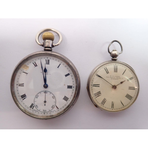 745 - A silver cased Swiss jewelled pocket watch and a 'Fine Silver' pocket watch