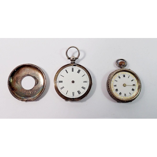 747 - Two silver and enamel fob watches a/f