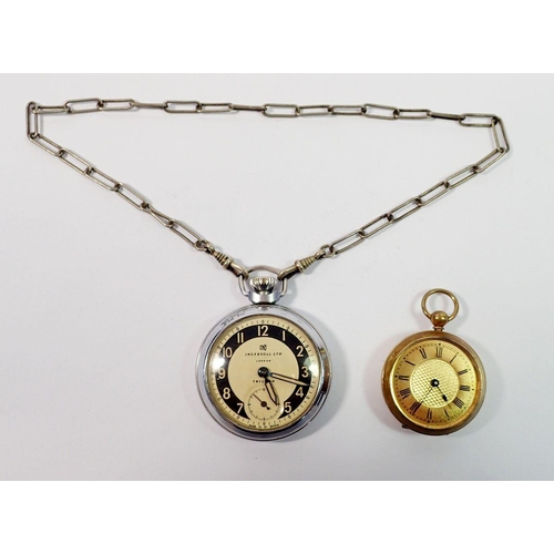 751 - An Ingersoll Triumph pocket watch with chain plus a gold plated pocket watch