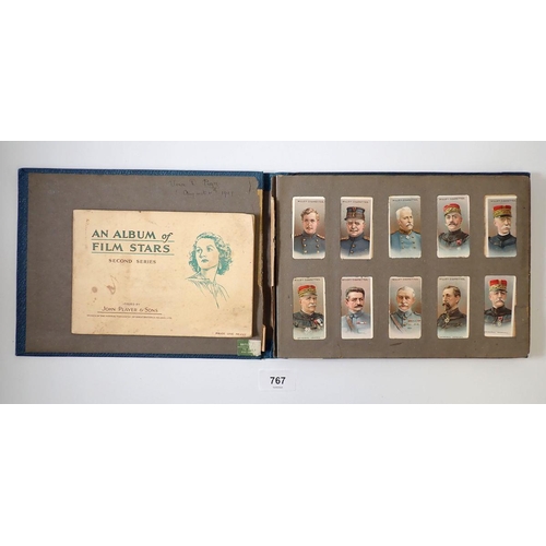 767 - An album of three sets of cigarette cards and one other set Film Stars