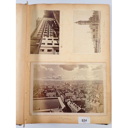 824 - A late 19th century album of American photographs, mainly city scenes plus some track and train imag... 