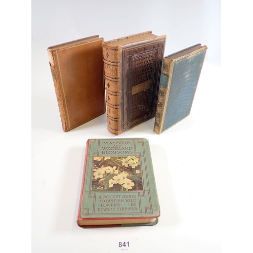 841 - Three leather books comprising 'The Princess' by Tennyson 1861, The Poetical Works of Longfellow edi... 