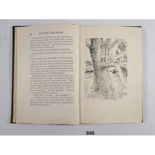 846 - Winnie the Pooh by A A Milne, first published 1926 in green & gilt cover