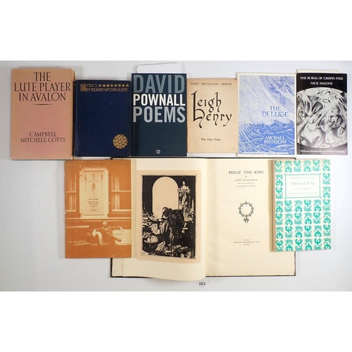 863 - A group of nine signed poetry books including Philip The King by John Masefield etc.