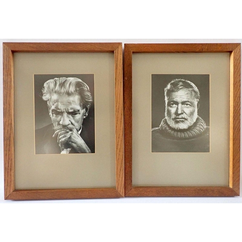 884C - Two prints after Yusuf Karsh - Ernest Hemmingway and Albert Schweitzer, 23 x 17cm