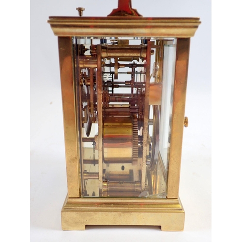 899 - A brass carriage clock retailed by Marcks & Co Ltd, Bombay, presented to Mr Chatterton in Nagpur 192... 