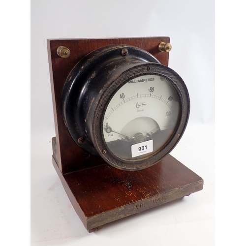 901 - A Milliamperes meter by Champton, 22cm wide