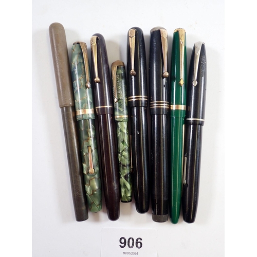 906 - A group of eight fountain pens including four Swan Mabie Todd & Co and four Conway Stewart (some vel... 