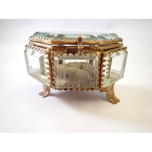 923 - A Victorian glass and metal mounted jewellery casket, 9 x 6cm