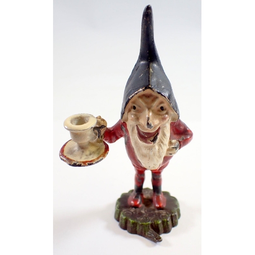 930 - A cast metal and painted miniature figure of a dwarf, 9cm