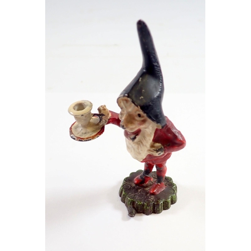 930 - A cast metal and painted miniature figure of a dwarf, 9cm