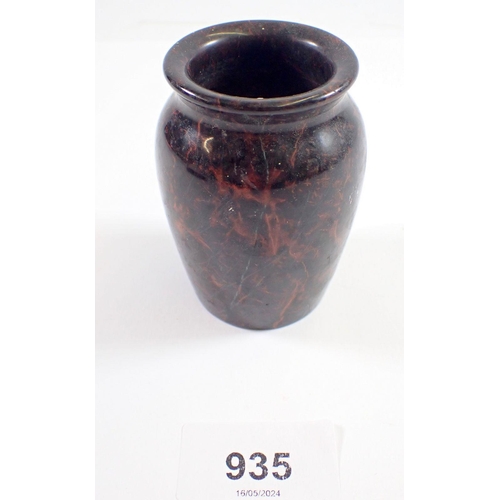 935 - A small stone carved vase, 7.5cm tall