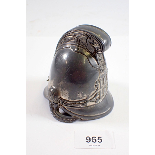 965 - A novelty inkwell in form of a London fireman's helmet, LCC LBF, 10cm