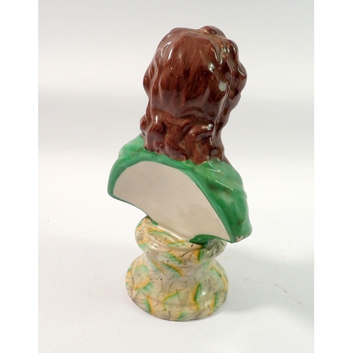 99 - A Victorian Staffordshire bust of the philosopher John Locke, 19cm tall