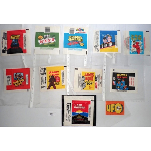 990 - A collection of 1970's and 1980's bubble gum wrappers (29) including Beatles, James Bond, Star Trek ... 