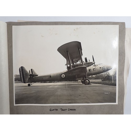 781 - An interesting album of early aeroplane and gilding photographs circa 1930's, including experimetal ... 