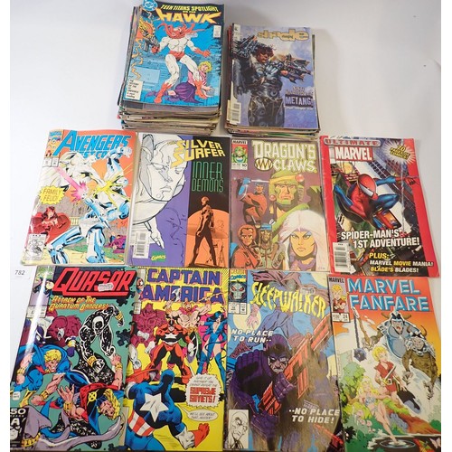 871 - A group of comics including Marvel and DC 80's, 90's, 00's, Silver Surfer, Captain America, Robin et... 