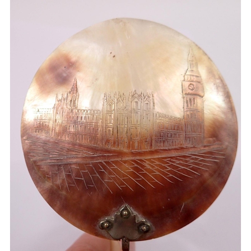 1055 - An antique shell light clip engraved Houses of Parliament