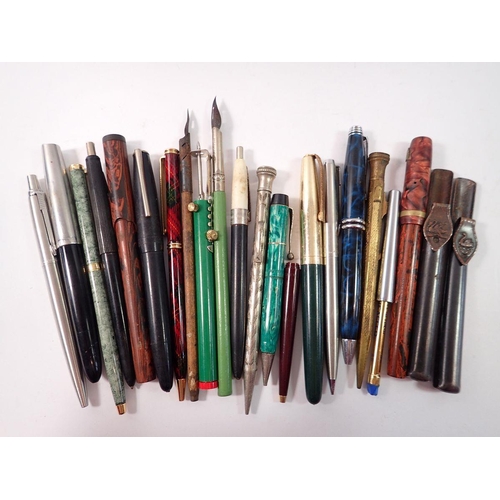 1057 - A quantity of fountain pens, ballpoint pens, pencils etc. varying conditions includes Parker etc.