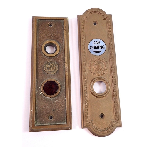 1093 - Two American lift button plates by Otis