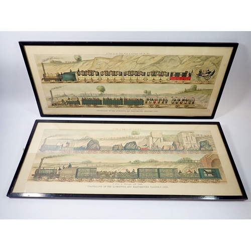 1115 - A pair of aquatints of Travelling on the Liverpool & Manchester Railway 1833 after J Shaw, published... 