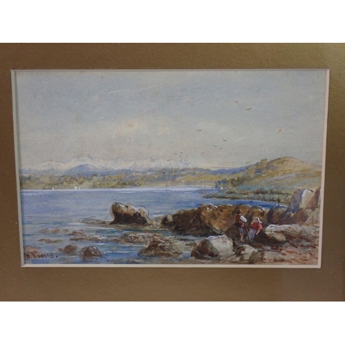 1129 - A Bowers - pair of watercolours of lake and mountain landscapes, 14 x 22cm