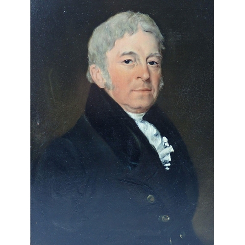 1143 - A 19th century oil on panel portrait of a man, 29 x 24cm