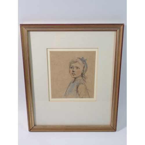 1144 - A watercolour sketch of a child, 14 x 13cm