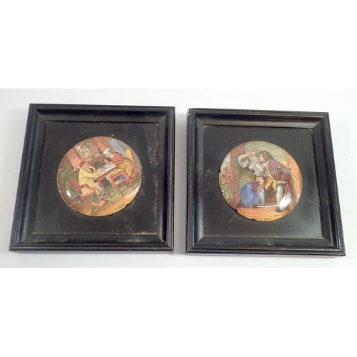 117 - Two Victorian pot lids mounted and framed