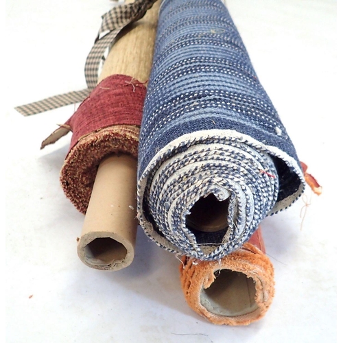 1202 - Three various soft furnishing fabric rolls, varying lengths