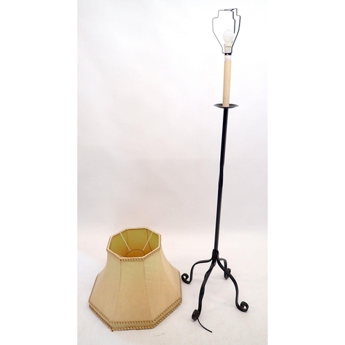 1206 - A wrought iron standard lamp, 170cm including shade