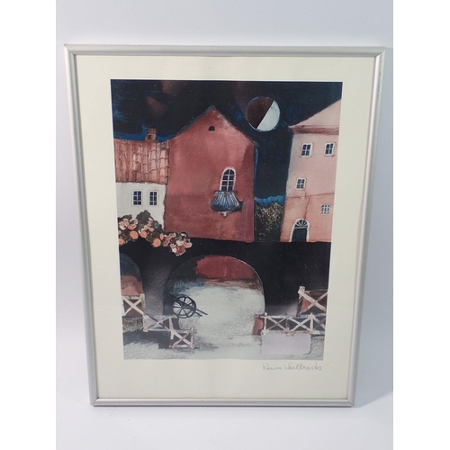 1259 - Rosina Wachtmeister - The Red House in mixed media, signed in pencil, 31 x 22.5cm