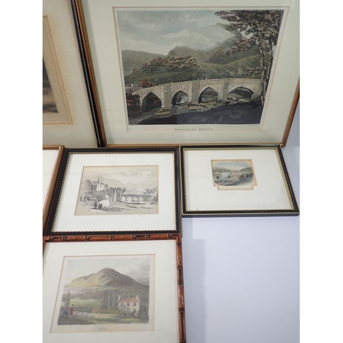 1294 - A pair of prints of Llangollen and six other prints of Llangollen, largest 23 x 30cm