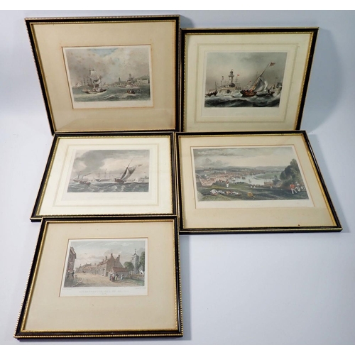 1295 - A group of 19th century coloured engravings on a marine theme including Chatham, Gravesend, Isle of ... 