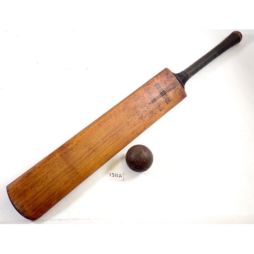 1311A - A Gradige Cyril Washbrook cricket bat and ball