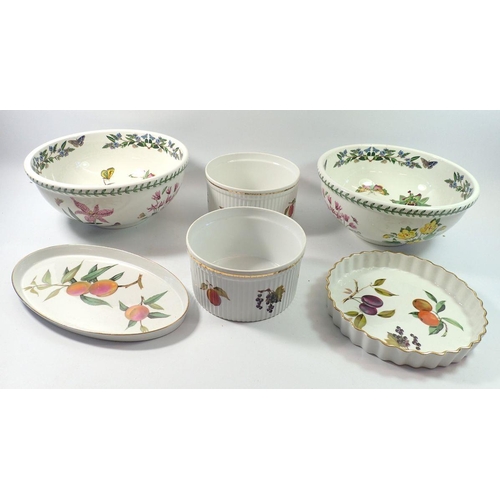133 - Two large Portmeirion serving bowls and a group of Royal Worcester Evesham serving dishes