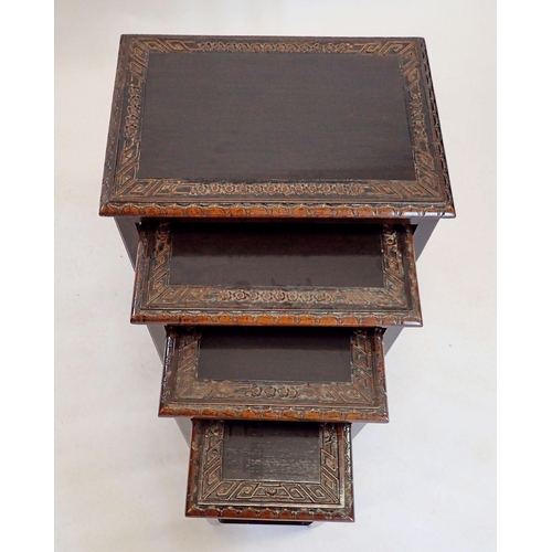 1330 - A nest of four carved hardwood occasional tables, 51 x 36 x 63cm