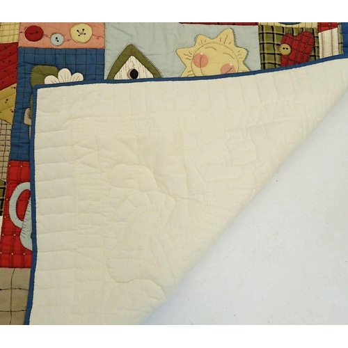 1372 - A small vintage patchwork quilt, 120 x 100cm approx